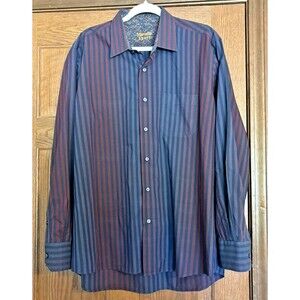 Marcello Sport Button Up Shirt Mens Size L 41-42  Long Sleeve Striped